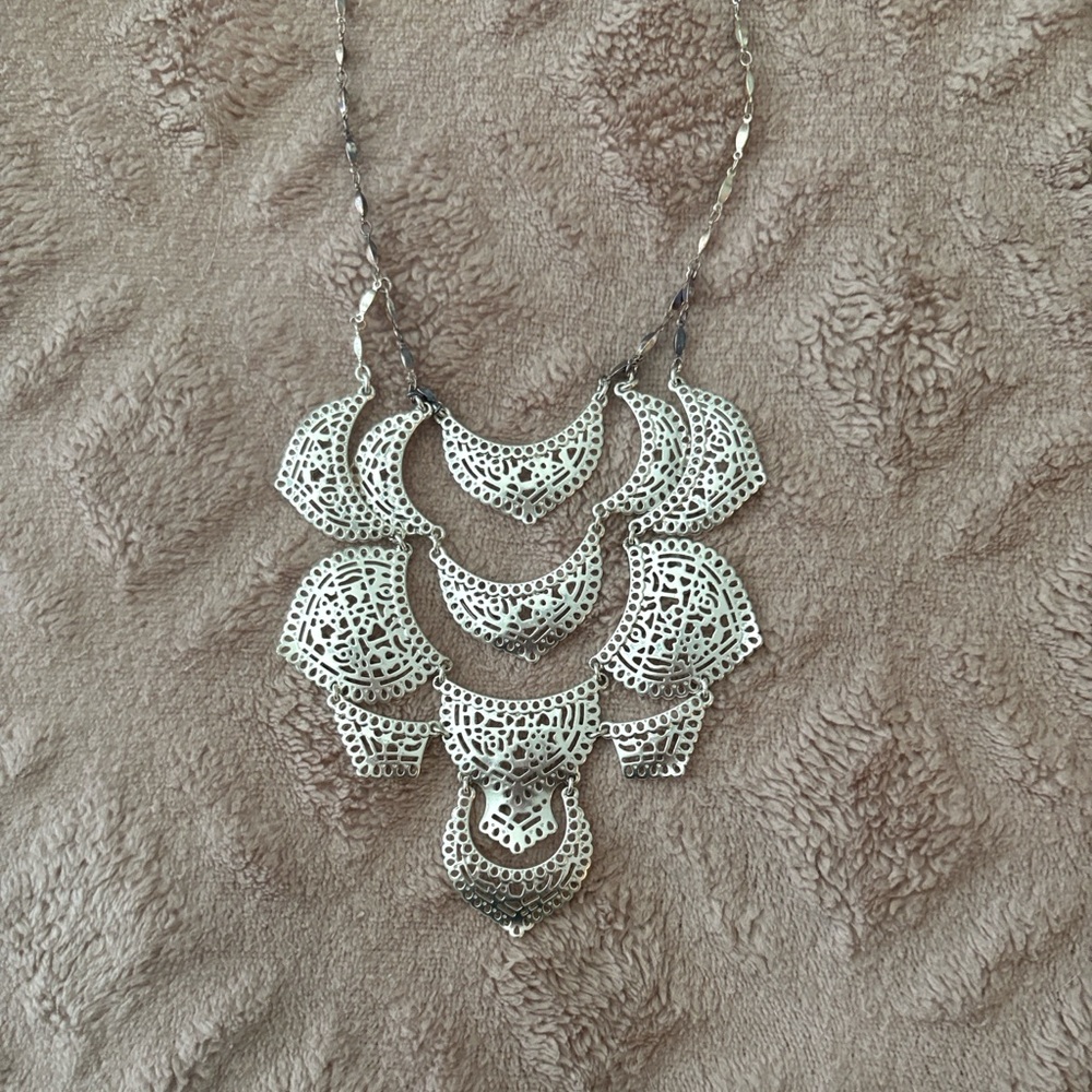 Stella & Dot Intricate Silver Necklace